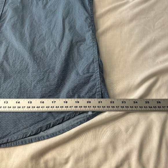 MONUMENT Men's Allover Geometric Short Sleeve Button Up Cotton‎ Shirt Blue Large - Picture 8 of 9